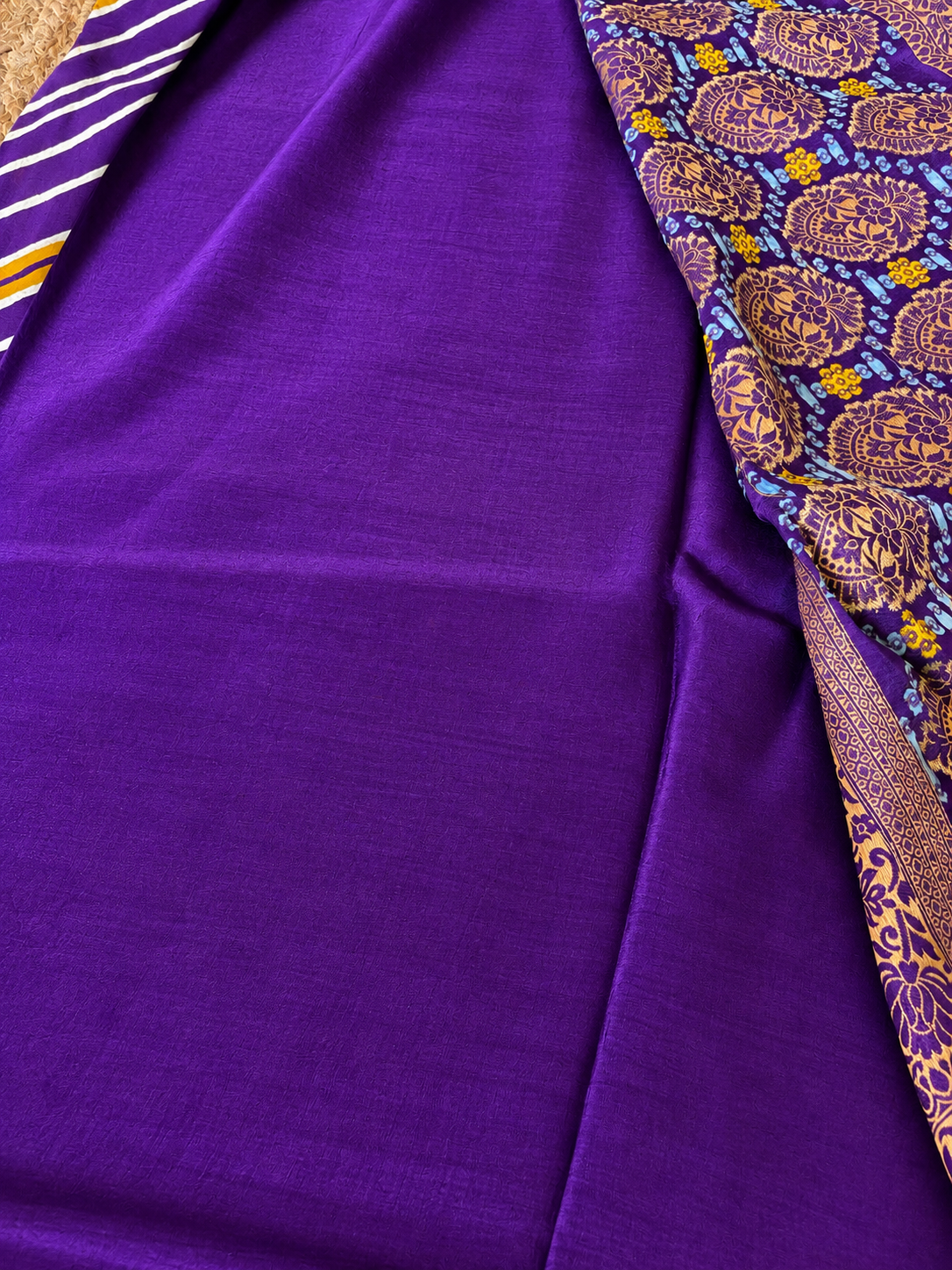 Banarasi Crepe - Purple Designer Leheriya pattern