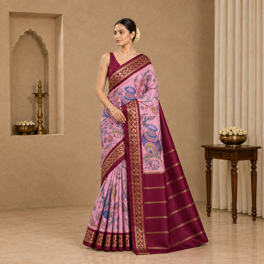 Mysore Crepe Silk - Kalamkari