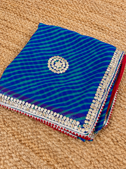 Leheriya Saree - Blue & Royal Blue Medley