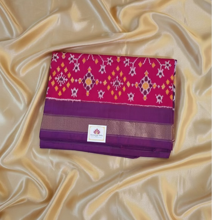 Pure Handloom Pochampally Ikat - Patola style Pink & Purple