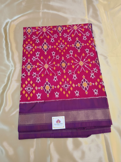 Pure Handloom Pochampally Ikat - Patola style Pink & Purple