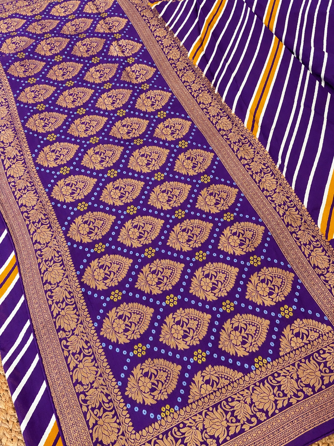 Banarasi Crepe - Purple Designer Leheriya pattern
