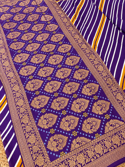 Banarasi Crepe - Purple Designer Leheriya pattern