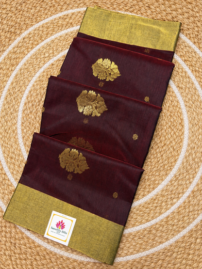 Pure Chanderi Handloom Silk by Cotton - Coffee Brown
