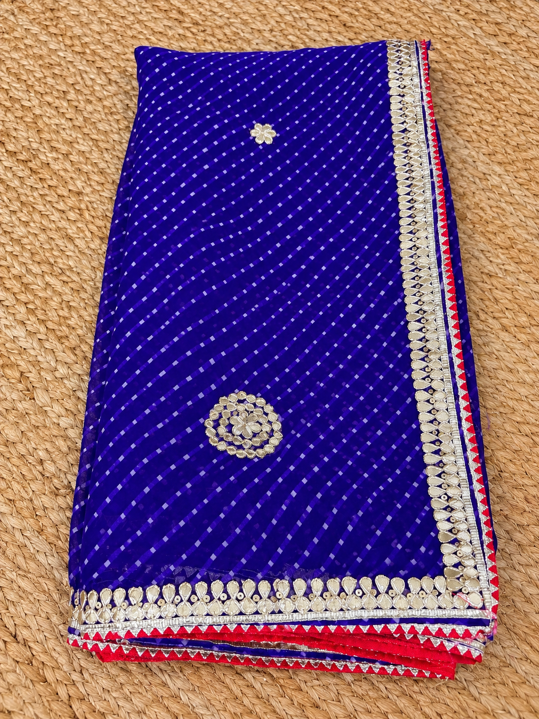 Saree - Purple & Red lined border