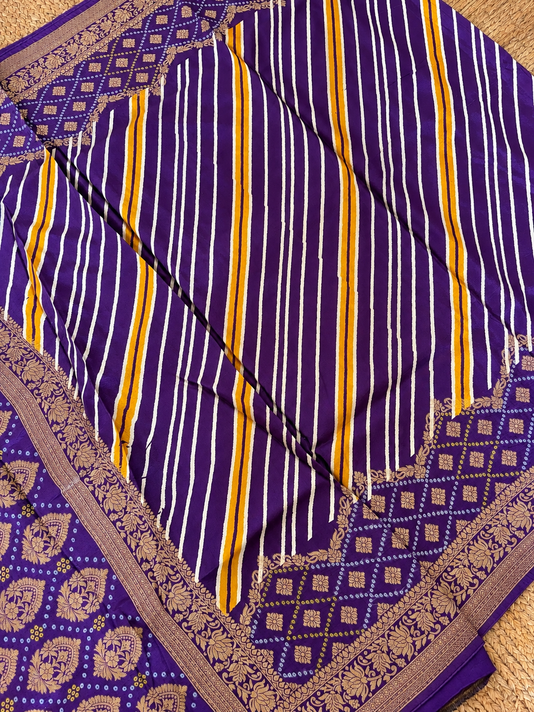 Banarasi Crepe - Purple Designer Leheriya pattern