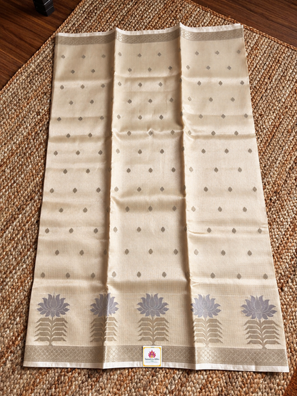 Kota Doria - Gold with lotus floral border