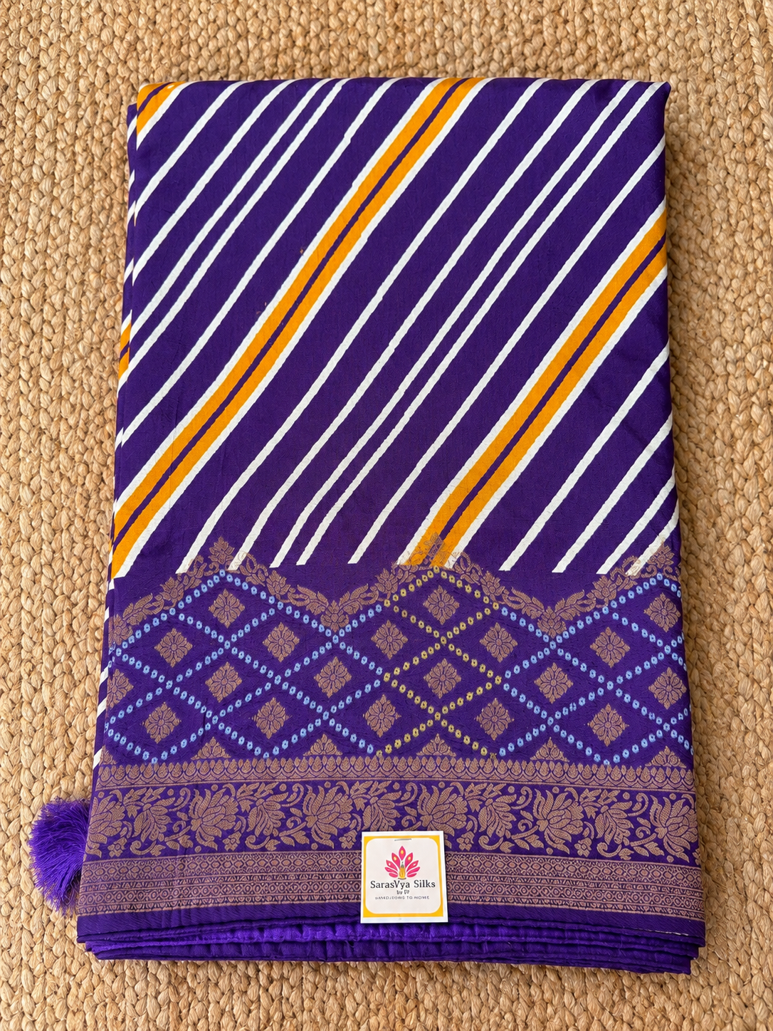 Banarasi Crepe - Purple Designer Leheriya pattern
