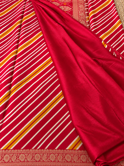 Banarasi Crepe - Red Designer Leheriya pattern