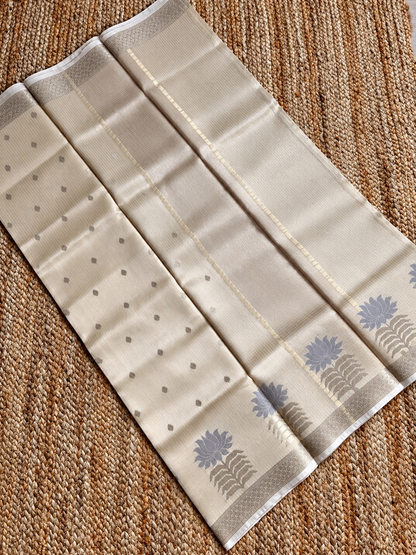 Kota Doria - Gold with lotus floral border