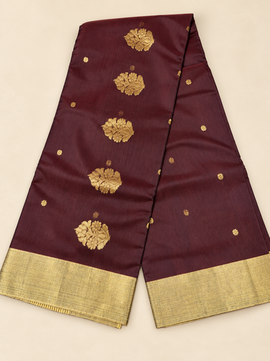 Pure Chanderi Handloom Silk by Cotton - Coffee Brown