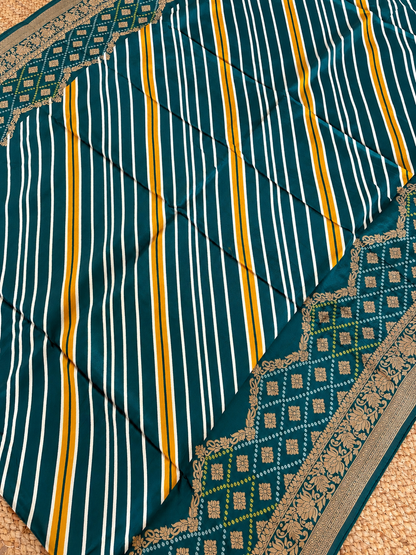Banarasi Crepe - Teal Green Designer Leheriya pattern