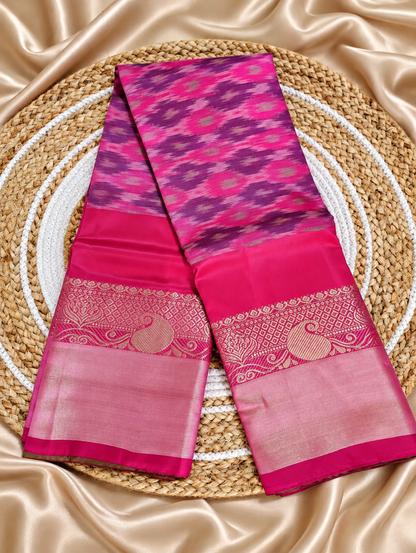 Classic Uppada Soft Silk - Ikat Weave & Kanchi border