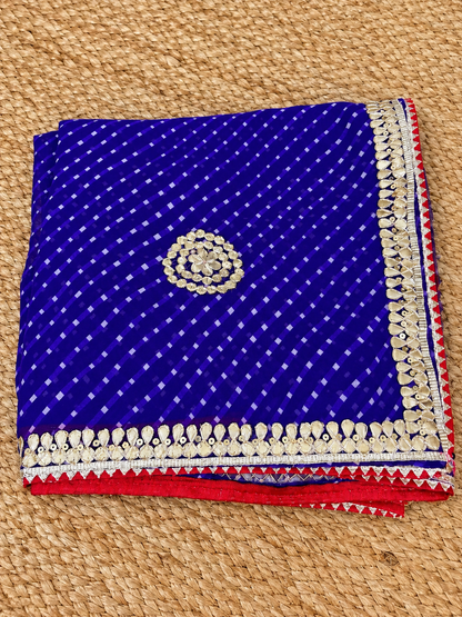 Saree - Purple & Red lined border