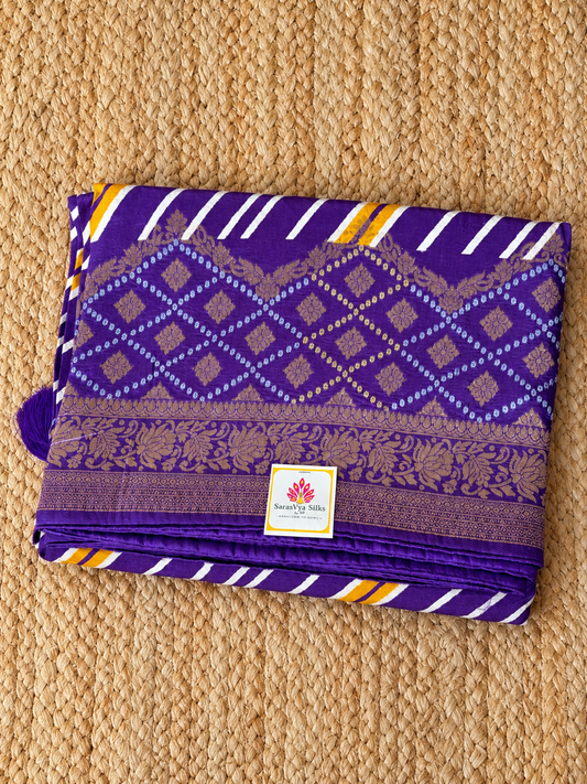 Banarasi Crepe - Purple Designer Leheriya pattern