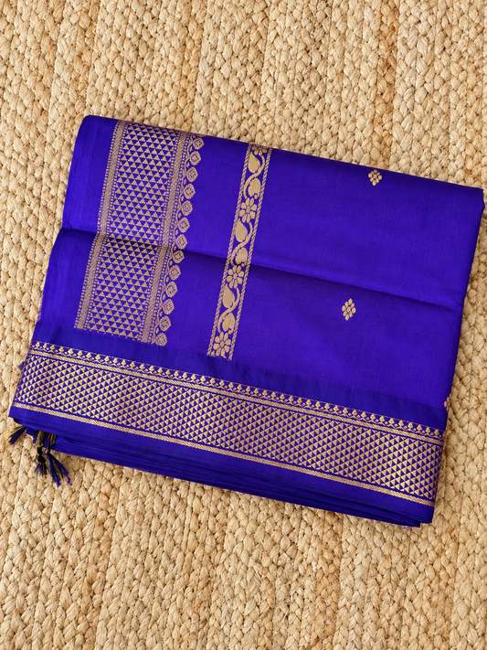 Pure Kalyani Cotton Silk - Purple with Gold zari
