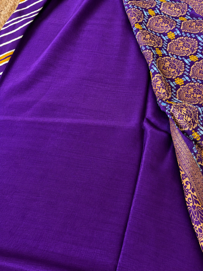 Banarasi Crepe - Purple Designer Leheriya pattern