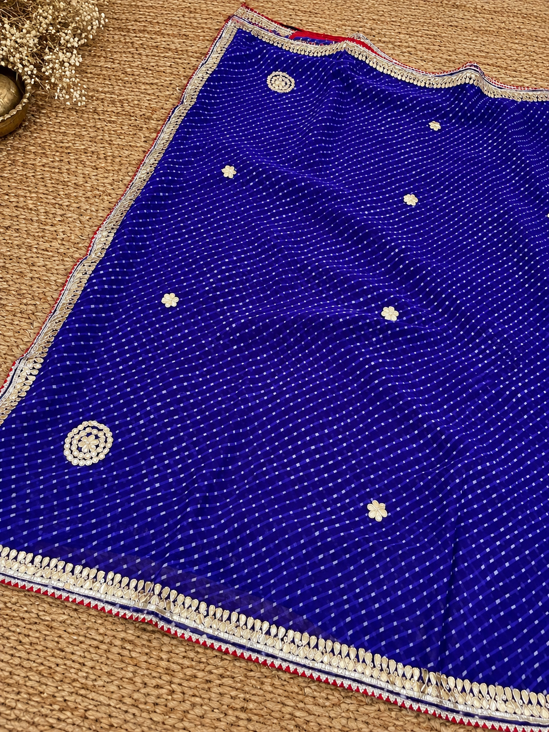 Saree - Purple & Red lined border