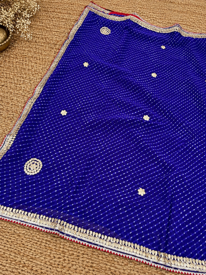Saree - Purple & Red lined border