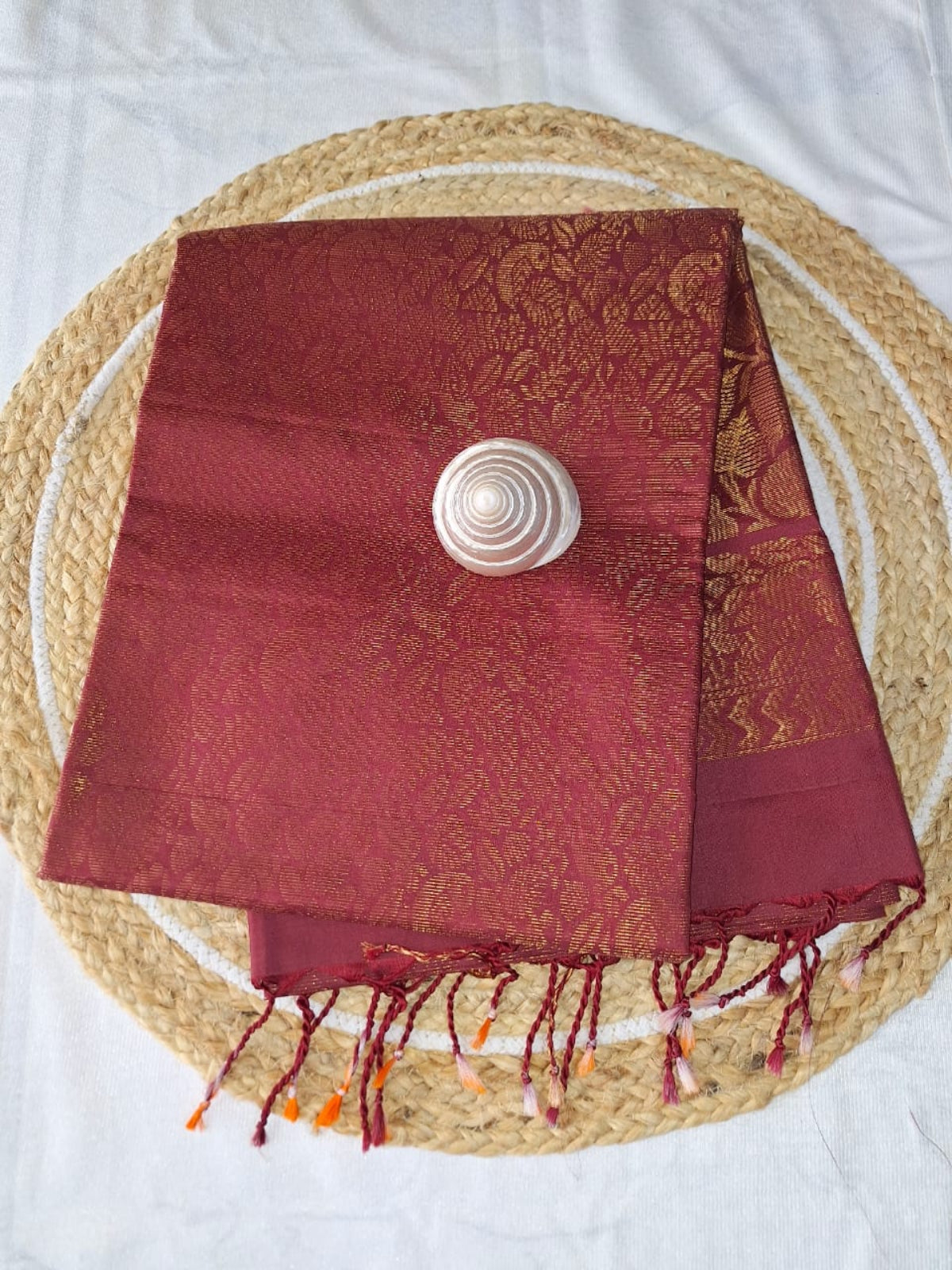 Pure Handloom Soft Silk - Brocade Maroon & Gold