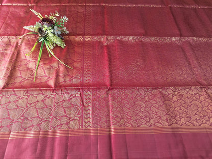 Pure Handloom Soft Silk - Brocade Maroon & Gold