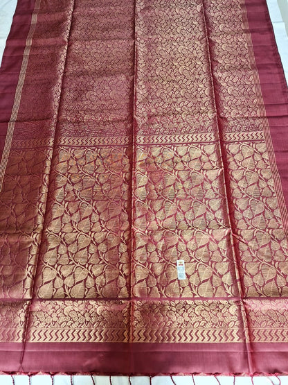 Pure Handloom Soft Silk - Brocade Maroon & Gold