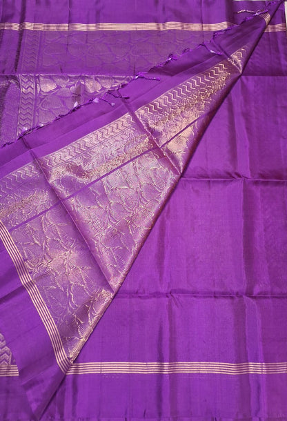 Pure Handloom Soft Silk - Brocade Rich Purple & Gold