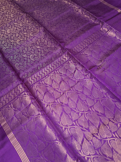 Pure Handloom Soft Silk - Brocade Rich Purple & Gold
