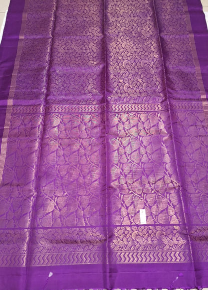 Pure Handloom Soft Silk - Brocade Rich Purple & Gold