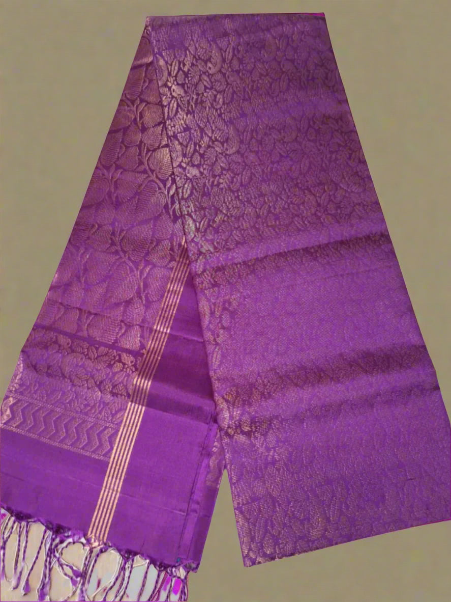 Pure Handloom Soft Silk - Brocade Rich Purple & Gold
