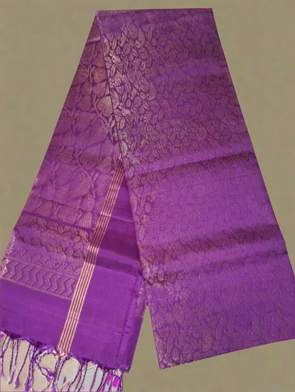 Pure Handloom Soft Silk - Brocade Rich Purple & Gold