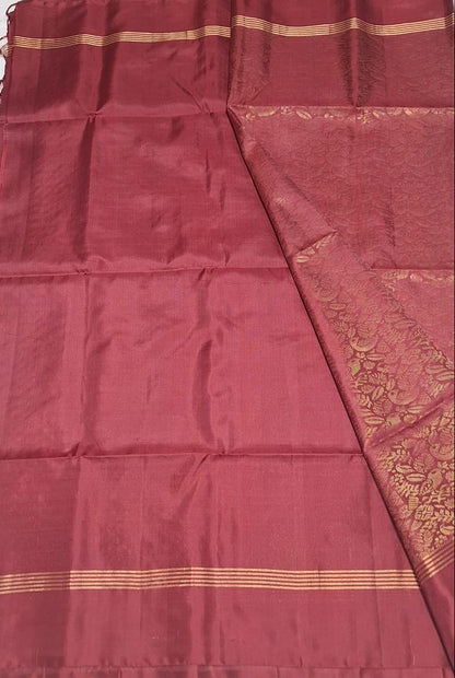 Pure Handloom Soft Silk - Brocade Maroon & Gold