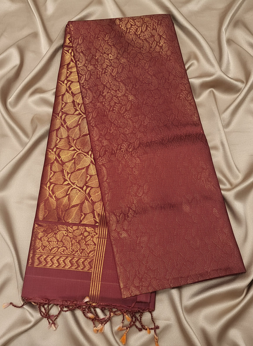 Pure Handloom Soft Silk - Brocade Maroon & Gold