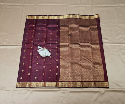 Pure Handloom Kanjeevaram SIlk - Maroon Peacock Rudraksh Motifs