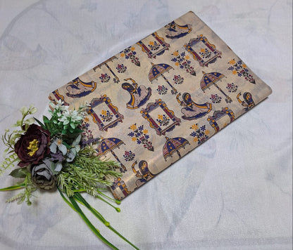 Digital print - Creme Gold Zari Purple Maharani & Jharokha