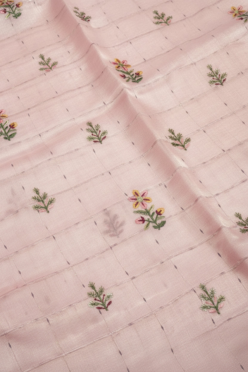 Pure Cotton Linen - Pastel Pink with emboridery