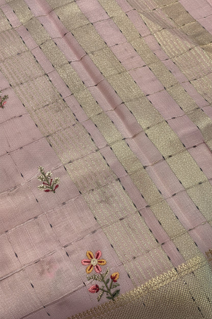 Pure Cotton Linen - Pastel Pink with emboridery