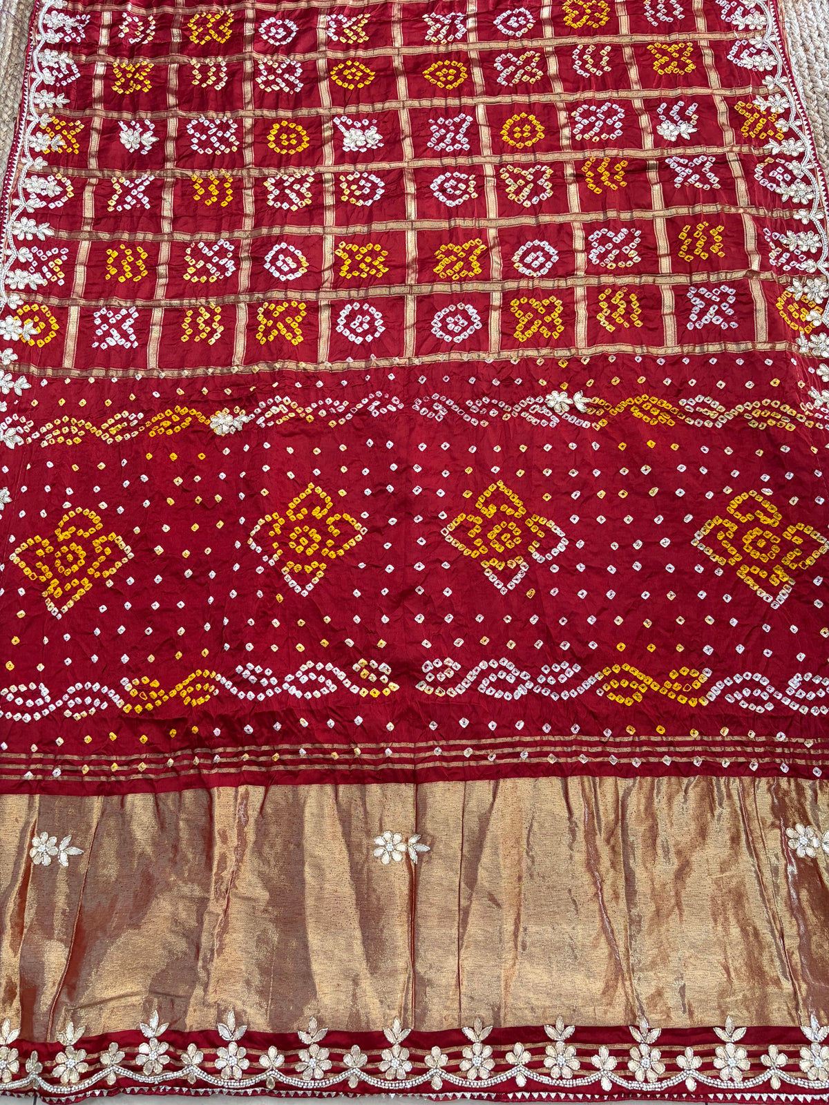 Gajji Silk Gharchola Saree - Rust Maroon with handwork