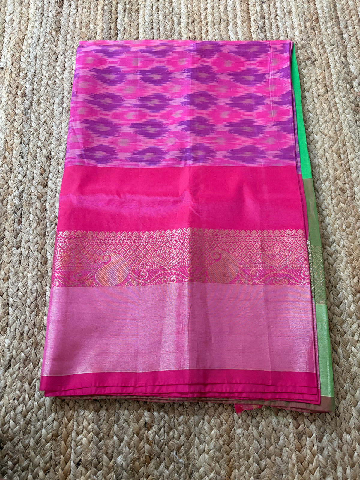 Classic Uppada Soft Silk - Ikat Weave & Kanchi border