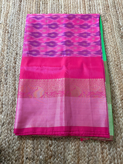 Classic Uppada Soft Silk - Ikat Weave & Kanchi border