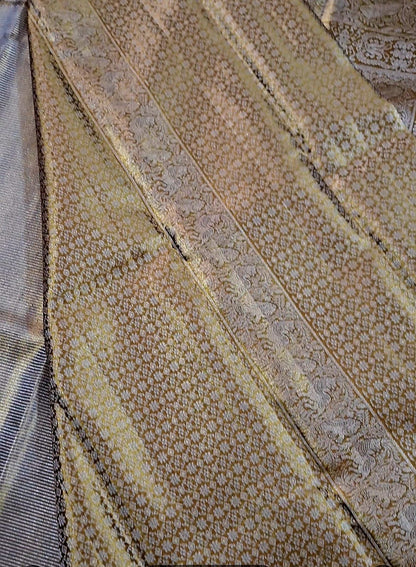 Pure Silk Kanjeevaram-GOLD Kanchi Tissue Meenakari