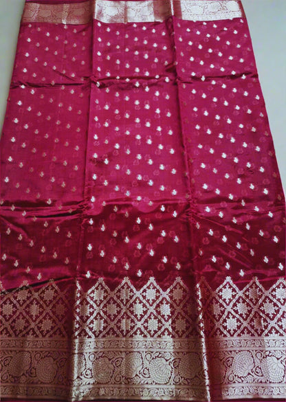 Pure Handloom Banarasi Silk - Maroon light in light Gold Zari work