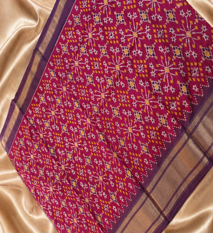 Pure Handloom Pochampally Ikat - Patola style Pink & Purple
