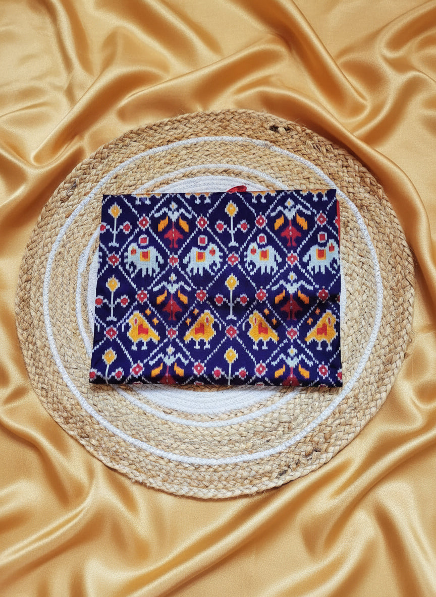 Pure Handloom Pochampally Ikat - Multi Figure cross Pattern