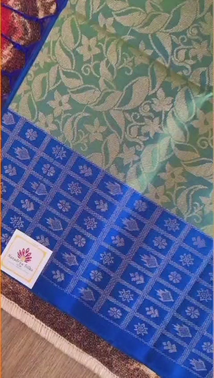 Pure Handloom Soft Silk - Brocade Light Pink & Rani